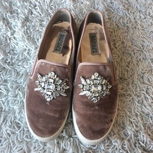 Badgley Mischka Velvet Barre Jeweled Slip On